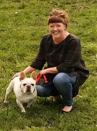 Cindy, practice manager, with her French Bulldog